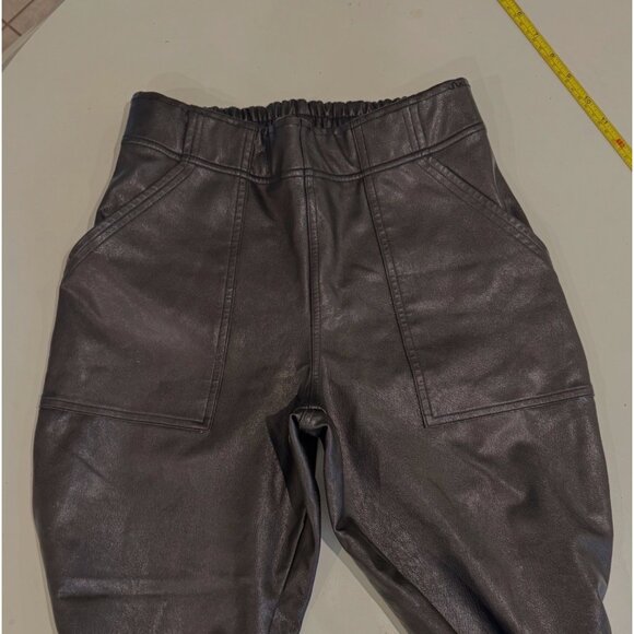 Spanx Faux Leather Joggers S Black Elastic Waist Stretch Pockets Pants - Picture 6 of 10